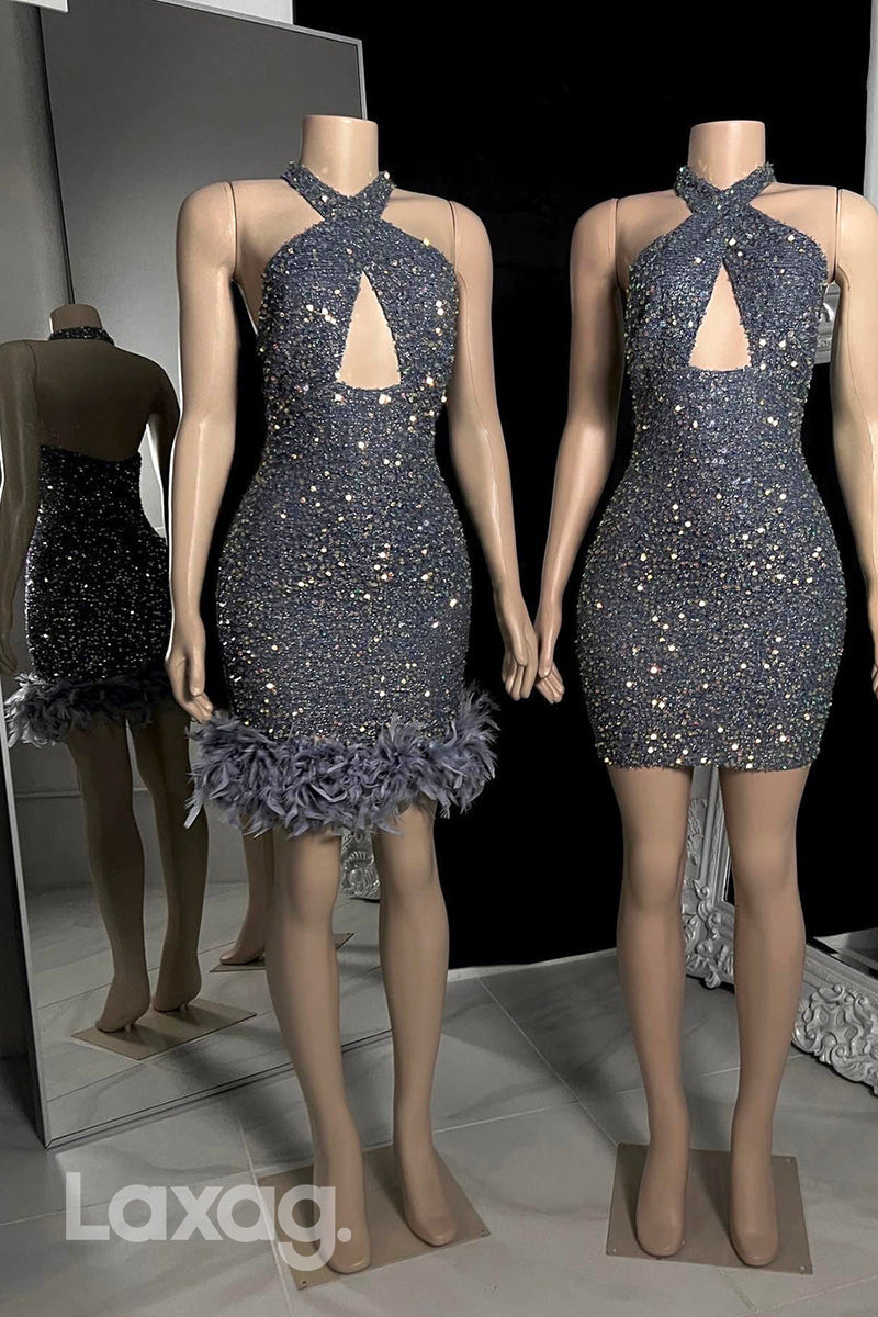 22567 - Sexy Cutout Backless Fully Sequins Prom Dresses for Black Girl Slay - Fashionpara