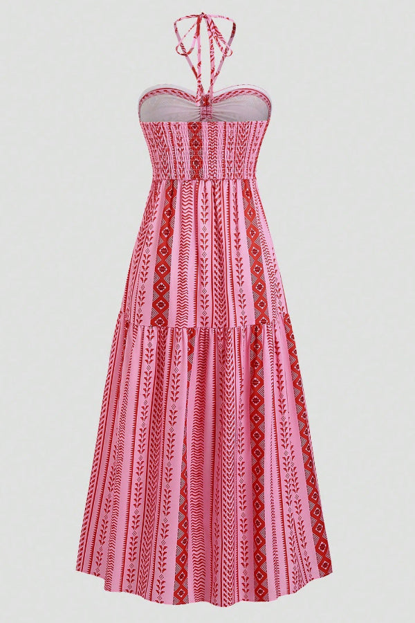 Sexy Midi Halter Printed Maxi Dress