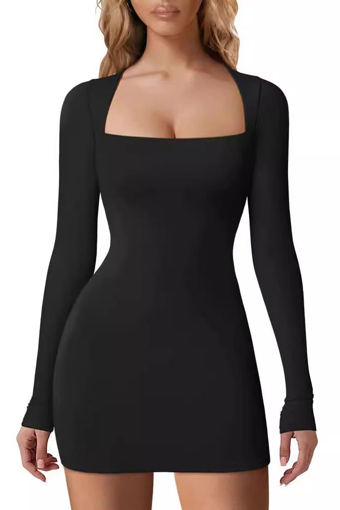Sexy Mini Bodycon Long Sleeve Little Black Dress 