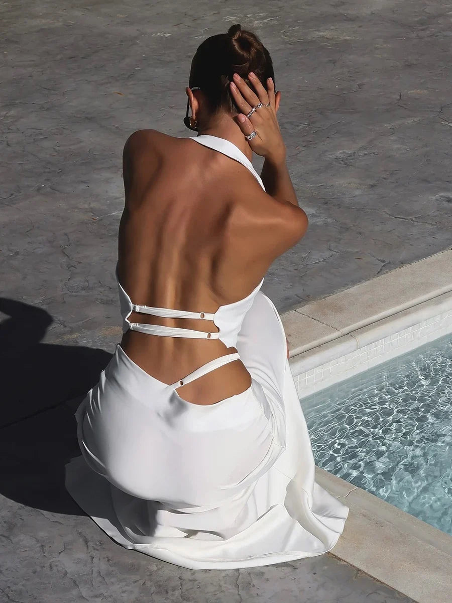 Backless Lace-up Solid Color Cami Top