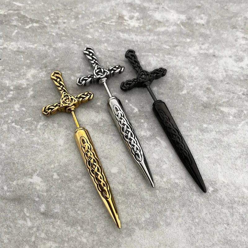 Metal Punk Dark Sword Dagger Stud Earring