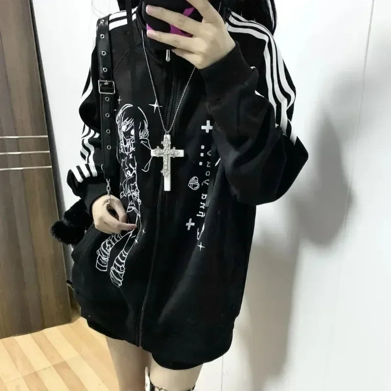Dark Adorable Pattern Baggy Hoodie