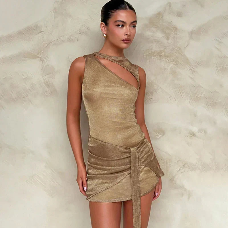 Halter Neck Cut Out Wrap Tie Waist Bodycon Mini Dress - View 5