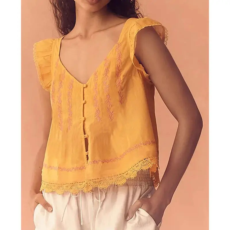 Summer Ruffled Fly Sleeve Blouse