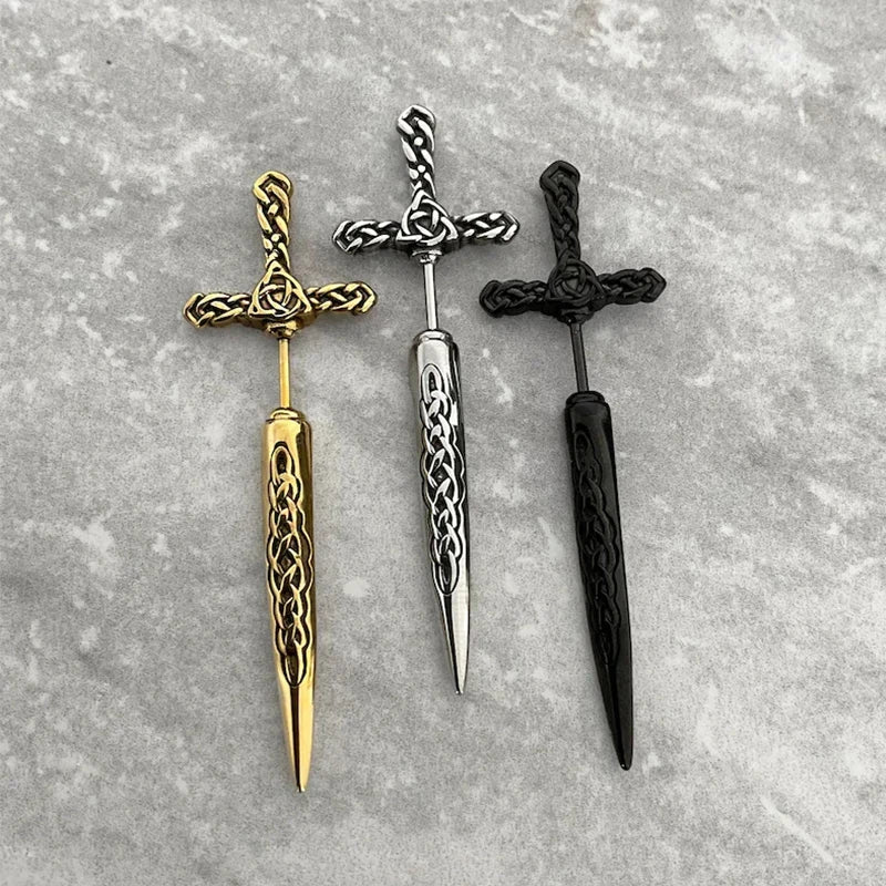 Metal Punk Dark Sword Dagger Stud Earring