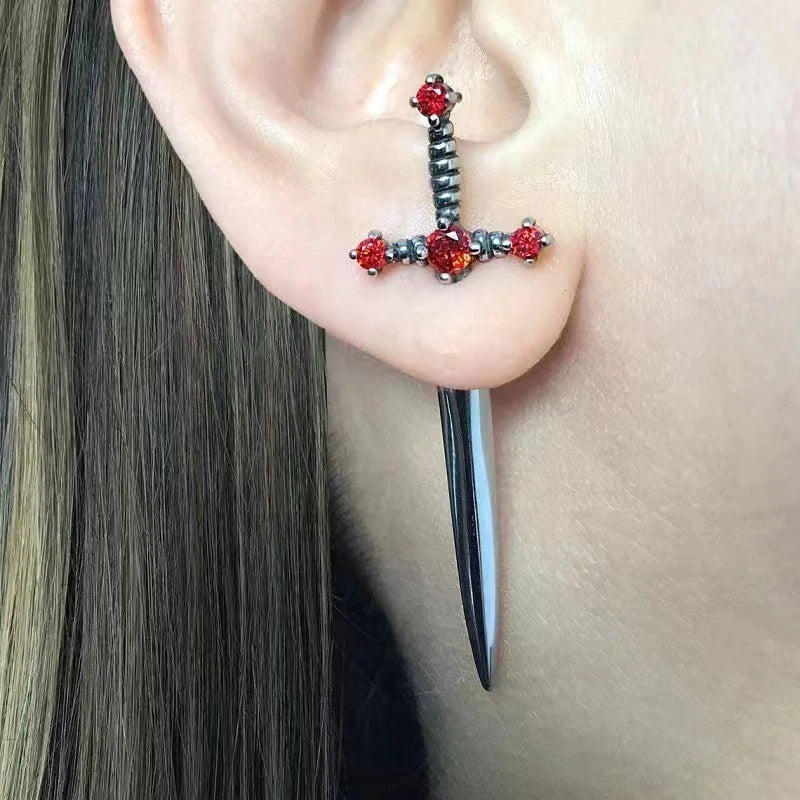 Antique Dim Punk Gothic Blade Dagger Earring