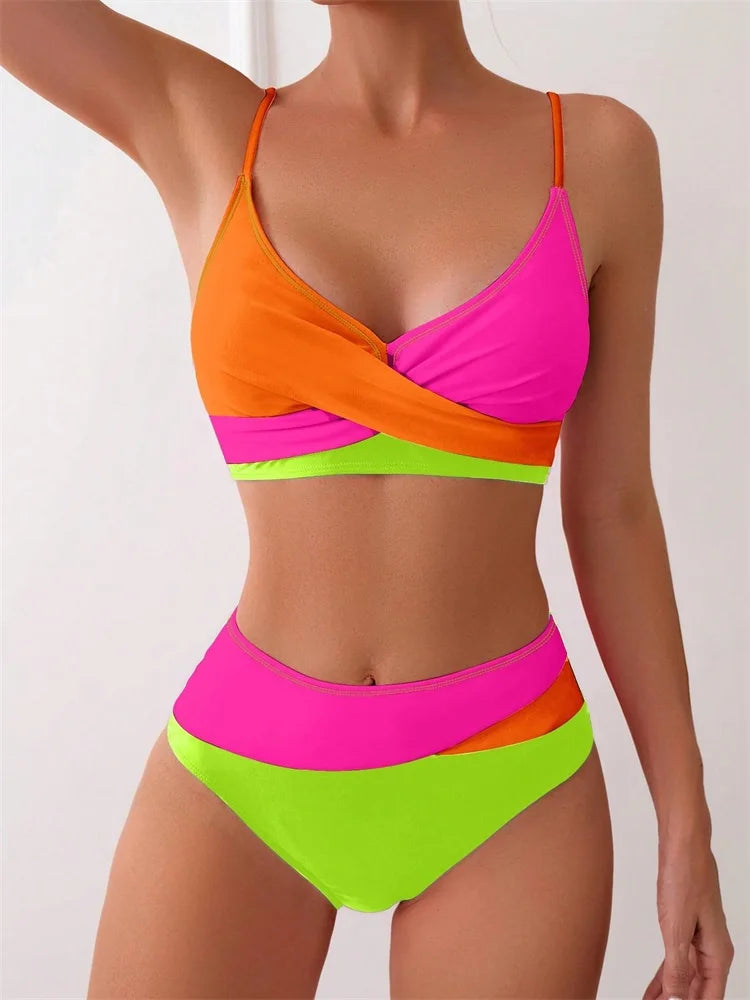 Patchwork String Bikini Set - Fashionpara