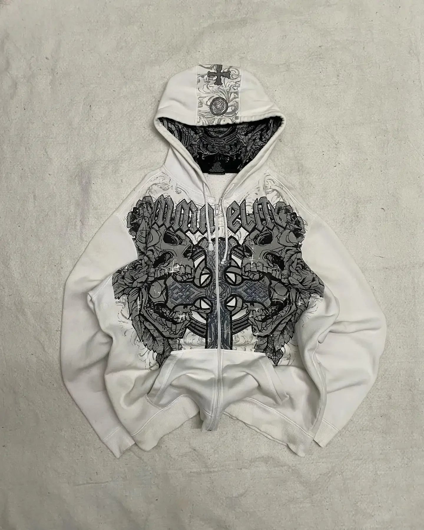 Y2K Gothic Skull Zipper Hoodie
