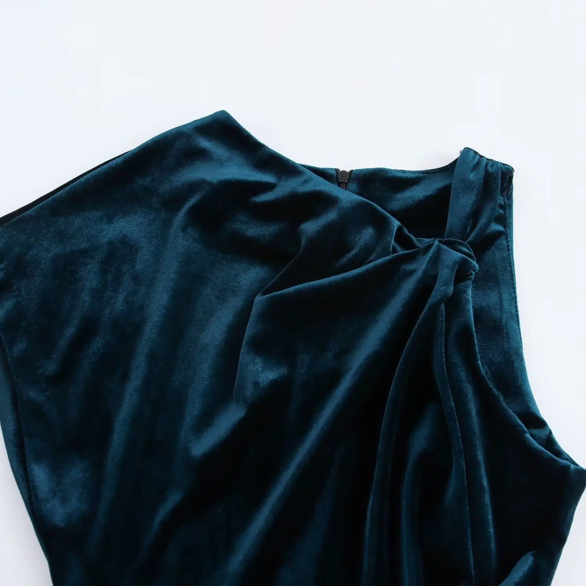 Asymmetric Sleeveless Velvet Dress - View 4