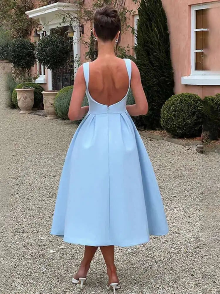 Wrap Pleated A-Line Midi Dress