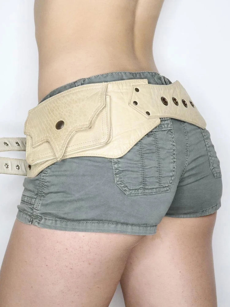 Antique Mysterious Large Pockets Synthetic Leather Belt