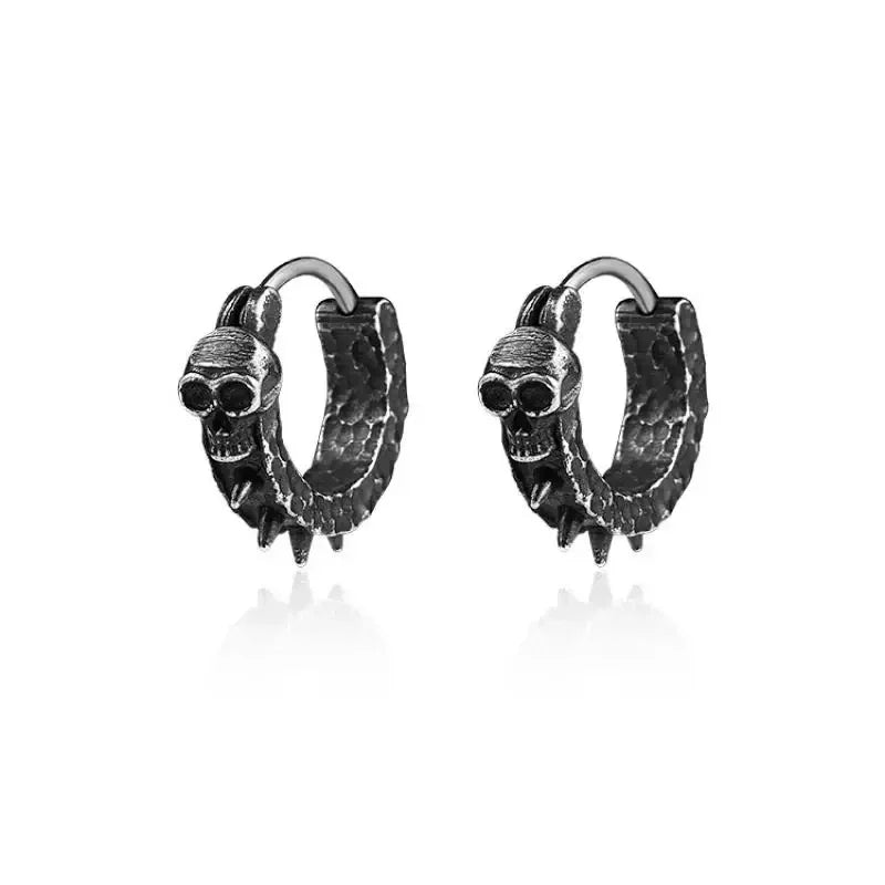 Dark Black Skull Awl Rock Declaration Earring