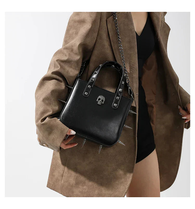 Sharp Rivets Gothic Goth Dark Metal Punk Cute Harajuku Bag Grey Halloween