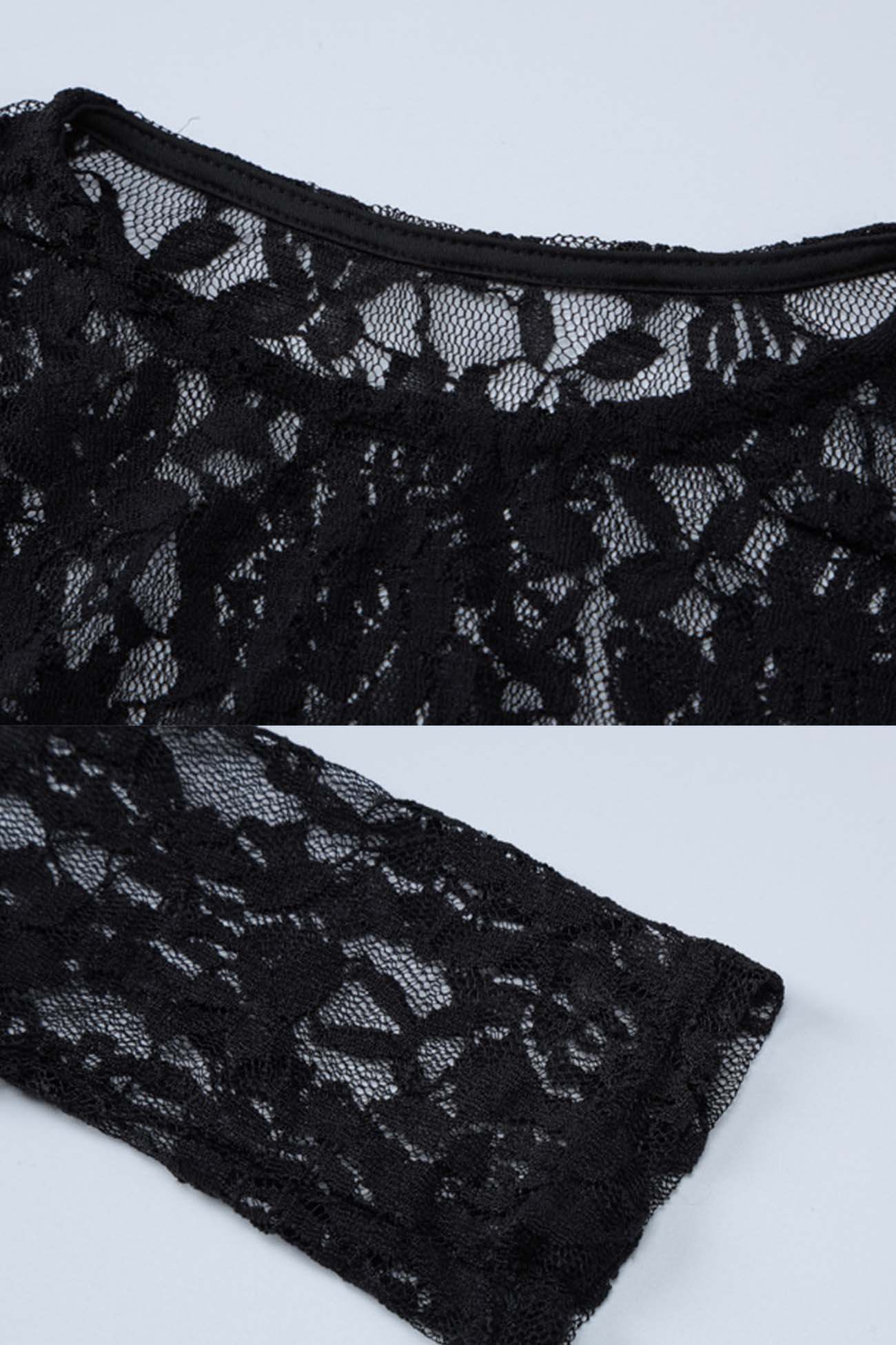 Sheer Lace Long Sleeve Maxi Dress