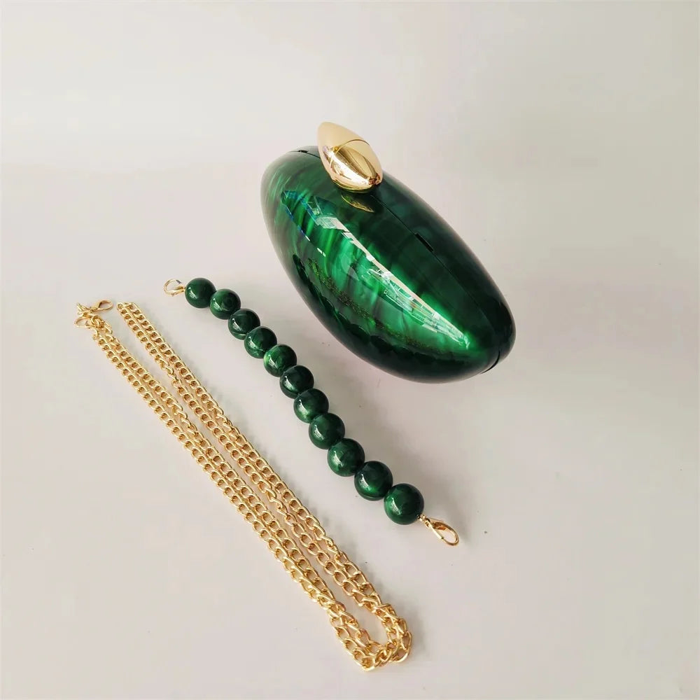 Pearl Brown Marble Acrylic Box Evening Clutch Bag