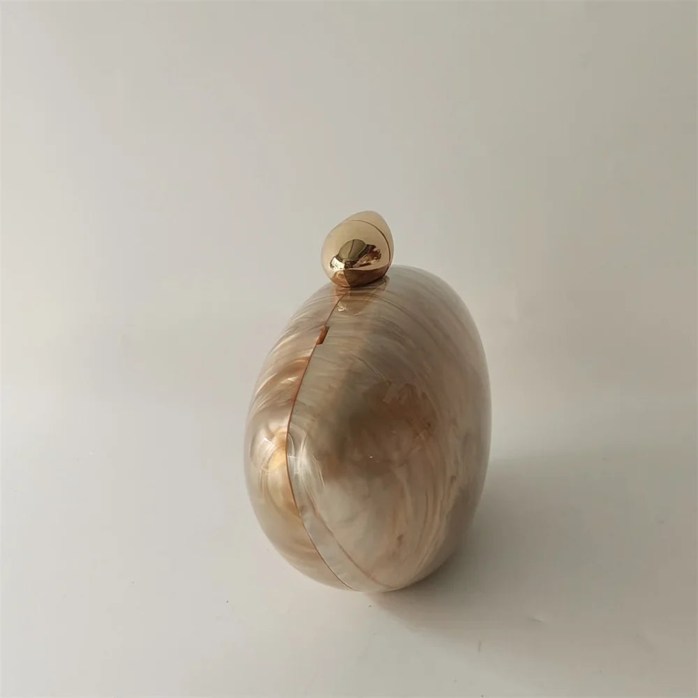 Pearl Brown Marble Acrylic Box Evening Clutch Bag