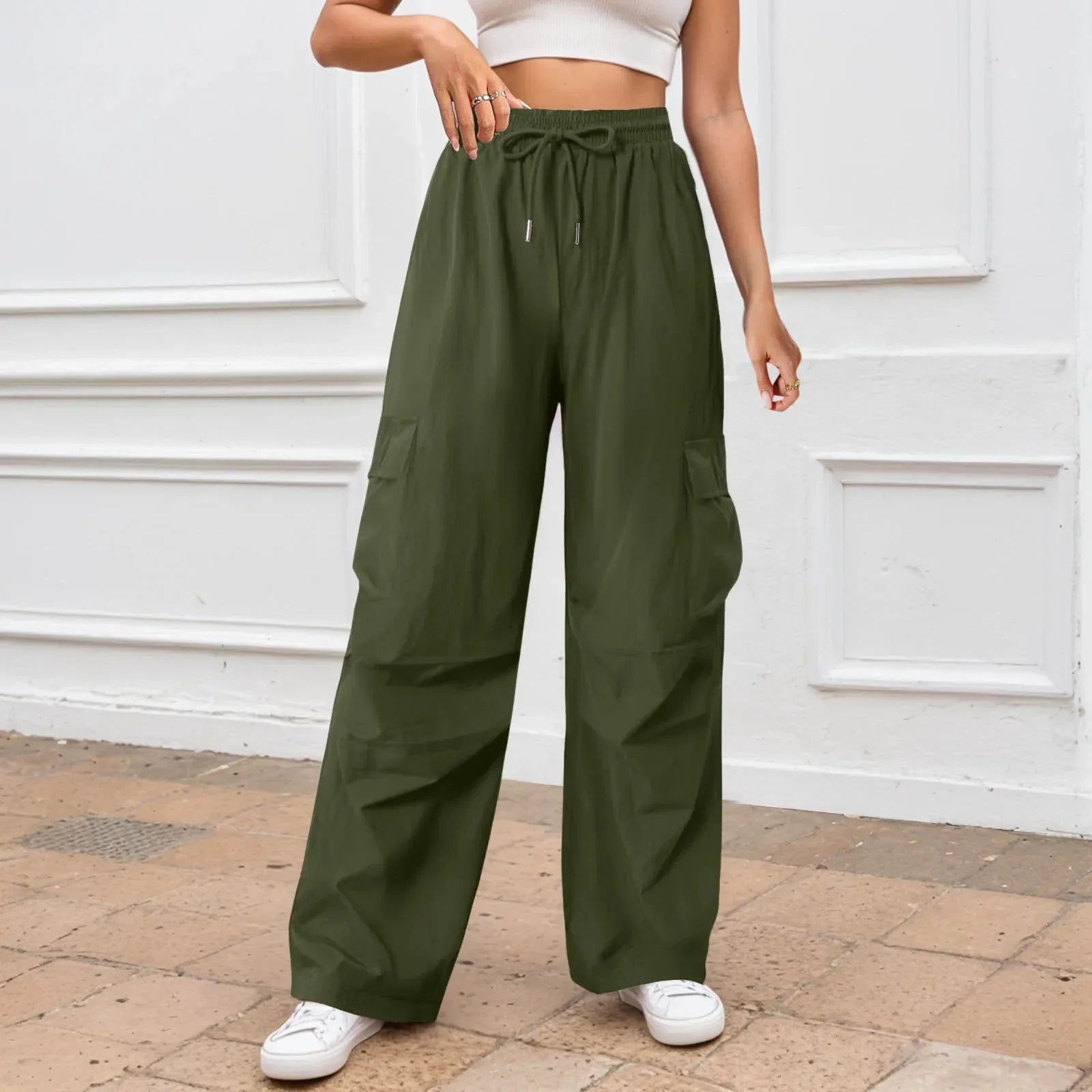 Casual Solid Color Wide Leg Pants