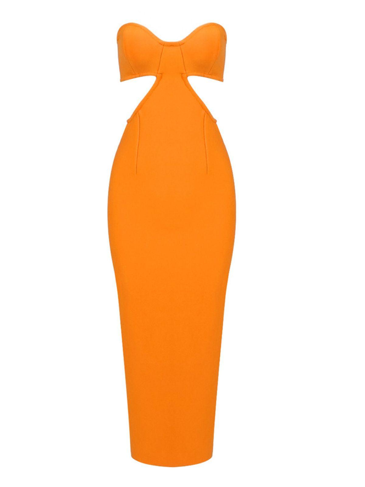 Strapless Sweetheart Cut Out Bandage Bodycon Midi Dress - View 6