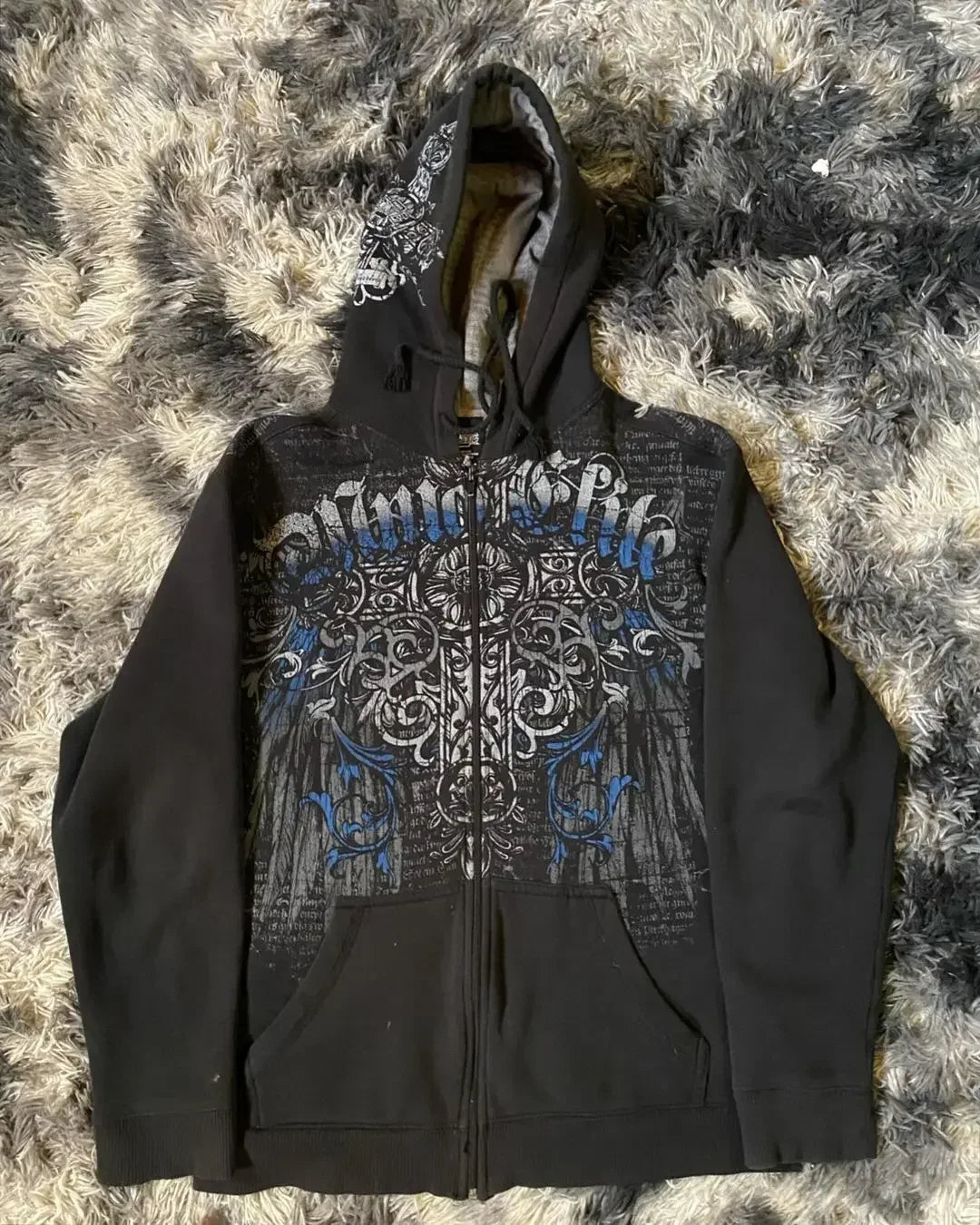 Skull Print Hooded Sweatshirt