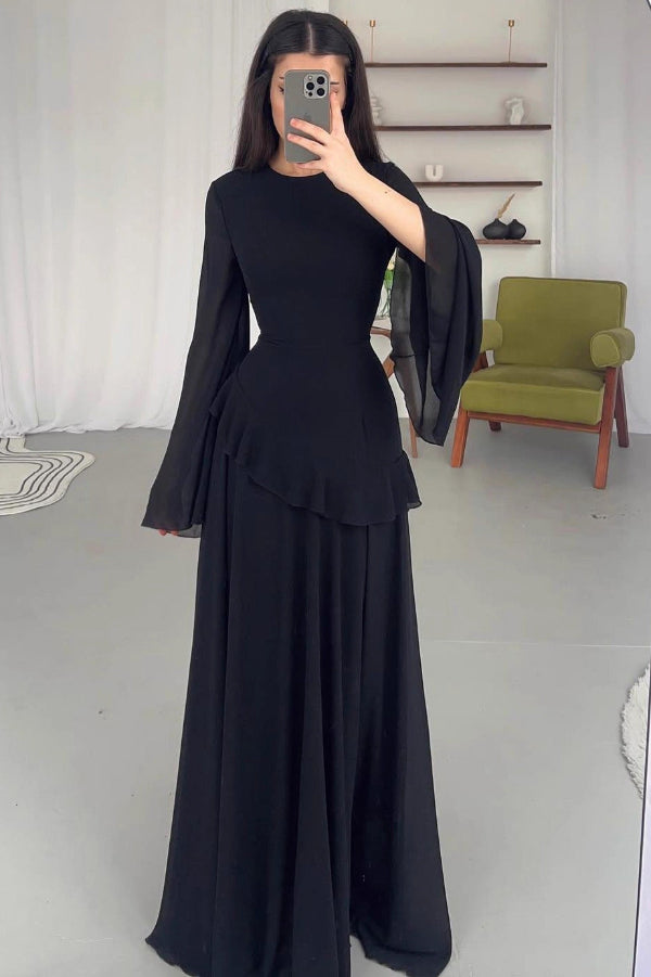 Sky Blue Slim Fit Long Sleeve Dress