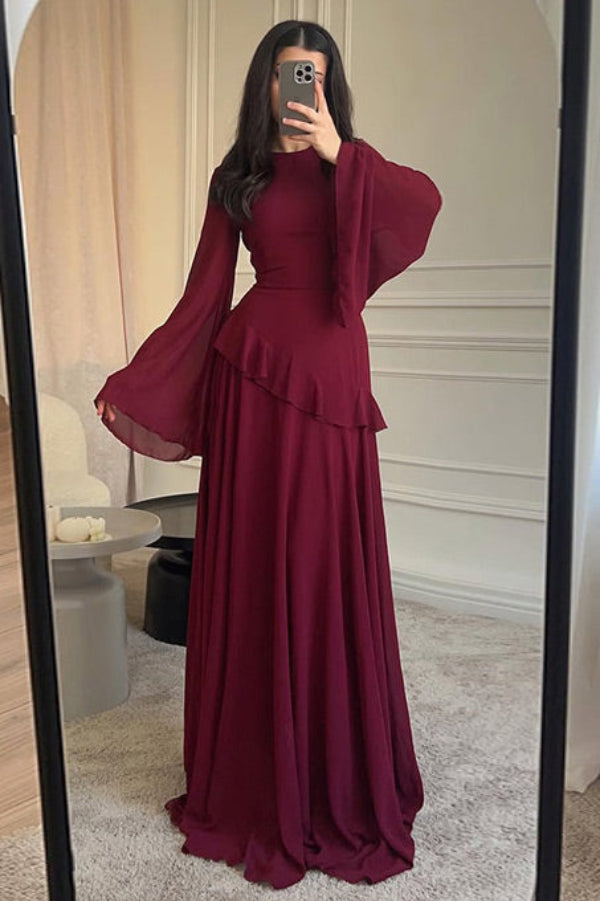 Sky Blue Slim Fit Long Sleeve Dress