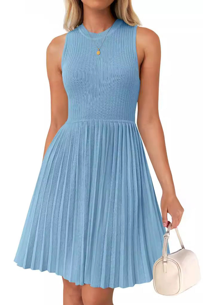 Sky Blue Sleeveless A-Line Mini Dress