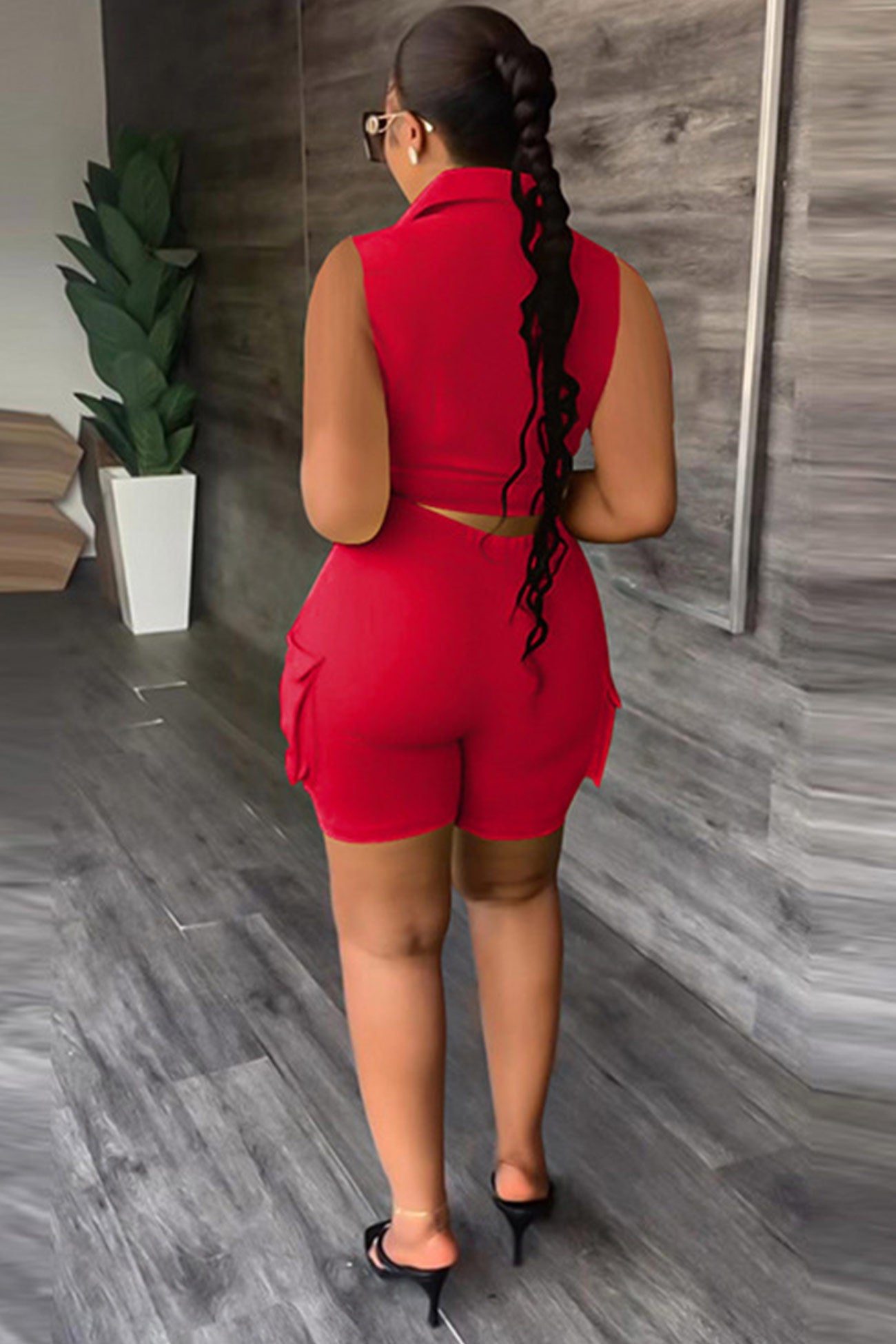 Sleeveless Cargo Tops Shorts Suits