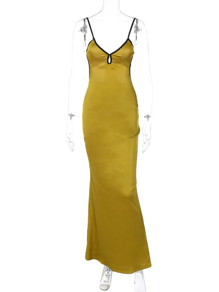 Sleeveless Backless Patchwork Lace Up Cut Out Maxi Prom Midi Dresses - View 6