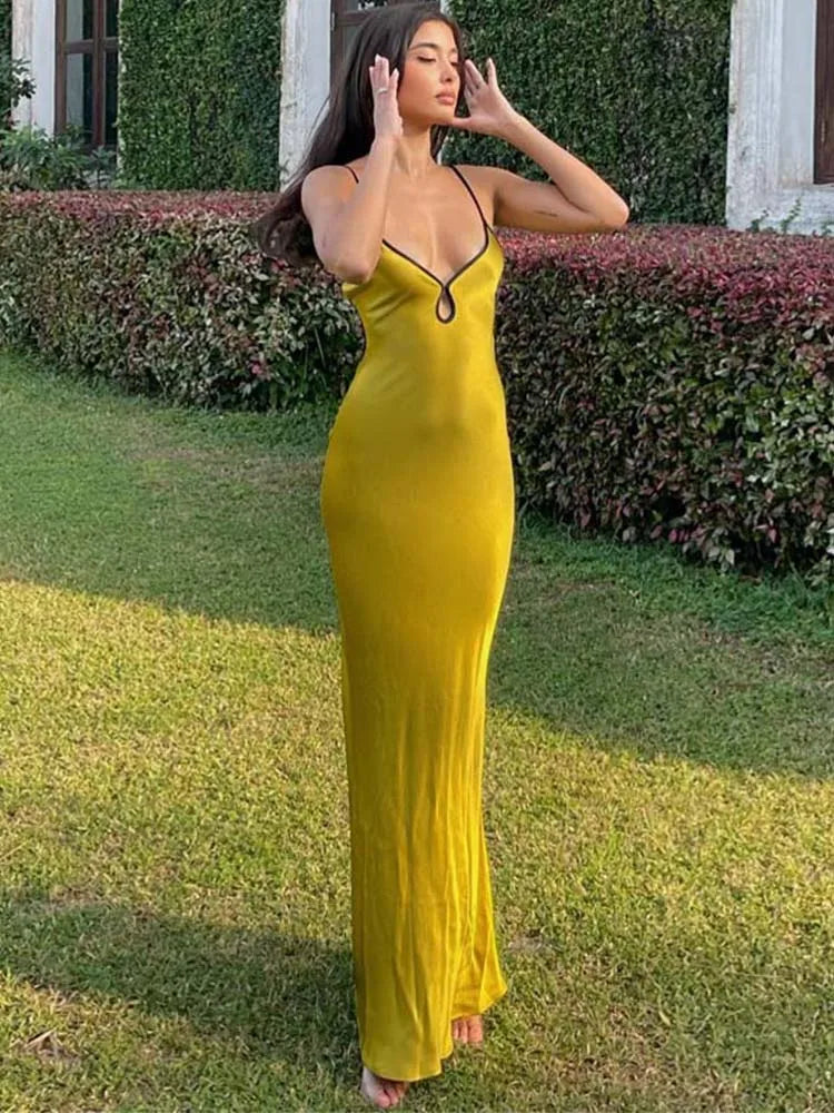 Sleeveless Backless Patchwork Lace Up Cut Out Maxi Prom Midi Dresses - View 3