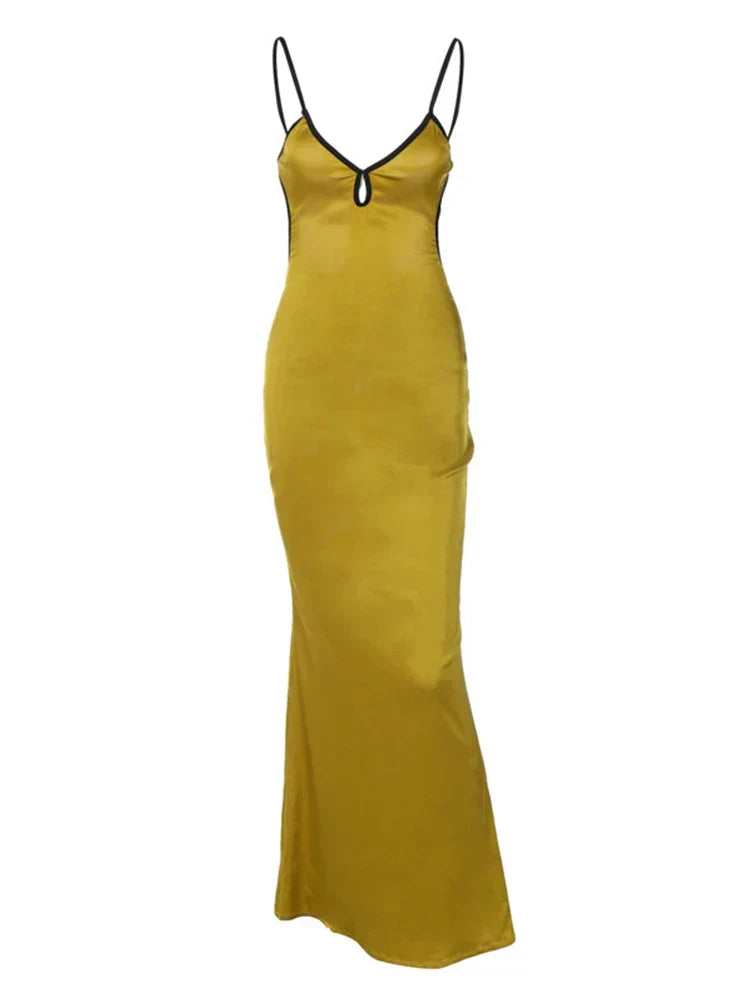Sleeveless Backless Patchwork Lace Up Cut Out Maxi Prom Midi Dresses - View 5