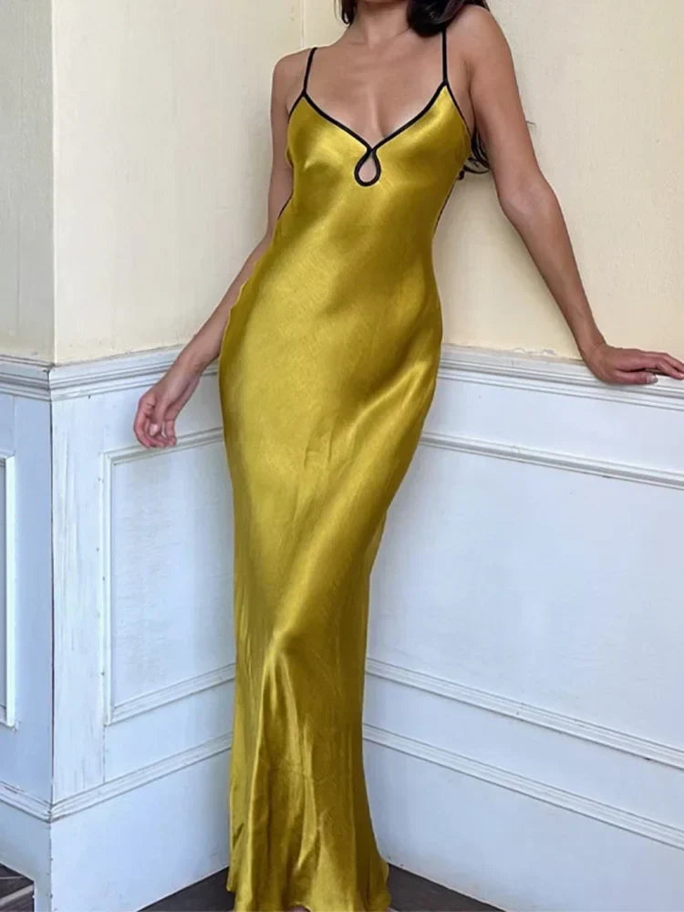 Sleeveless Backless Patchwork Lace Up Cut Out Maxi Prom Midi Dresses - View 4