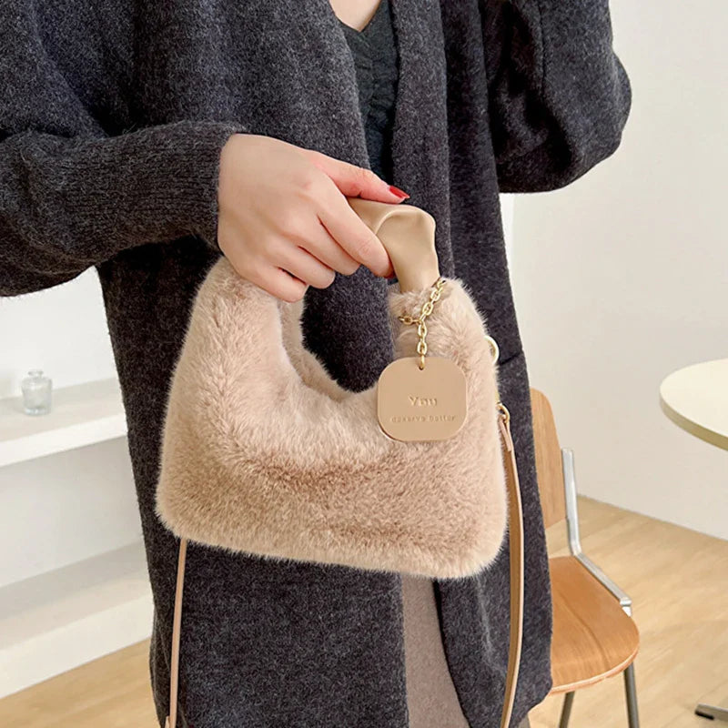 Soft Plush Simple Crossbody Handbag Women’s Bag