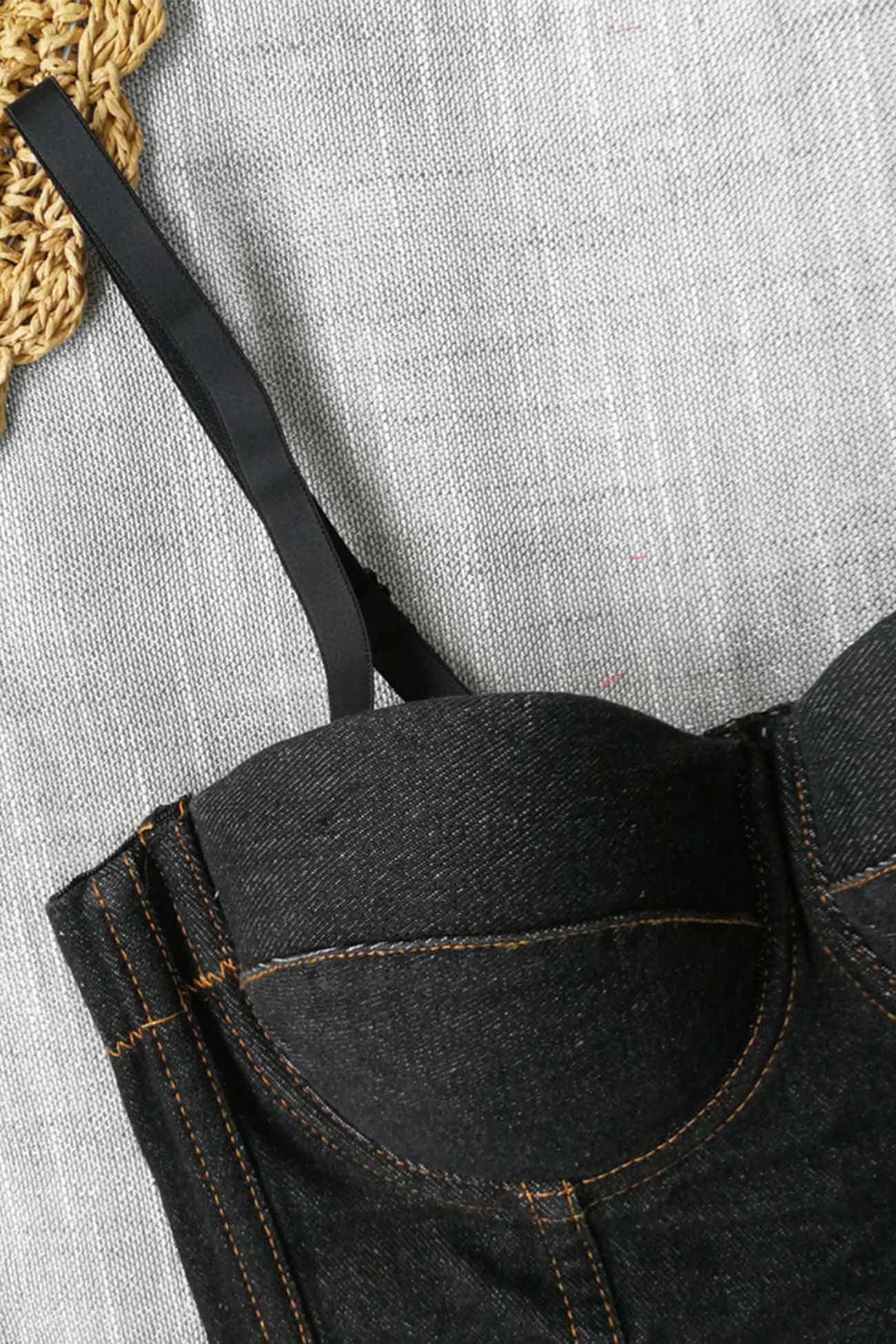 Solid Corset Denim Cami Top - Fashionpara