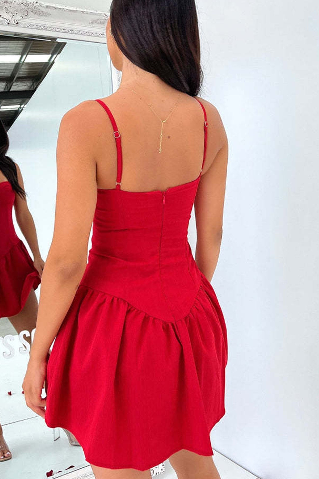 Solid Corset Ruched Cami Dress - Fashionpara