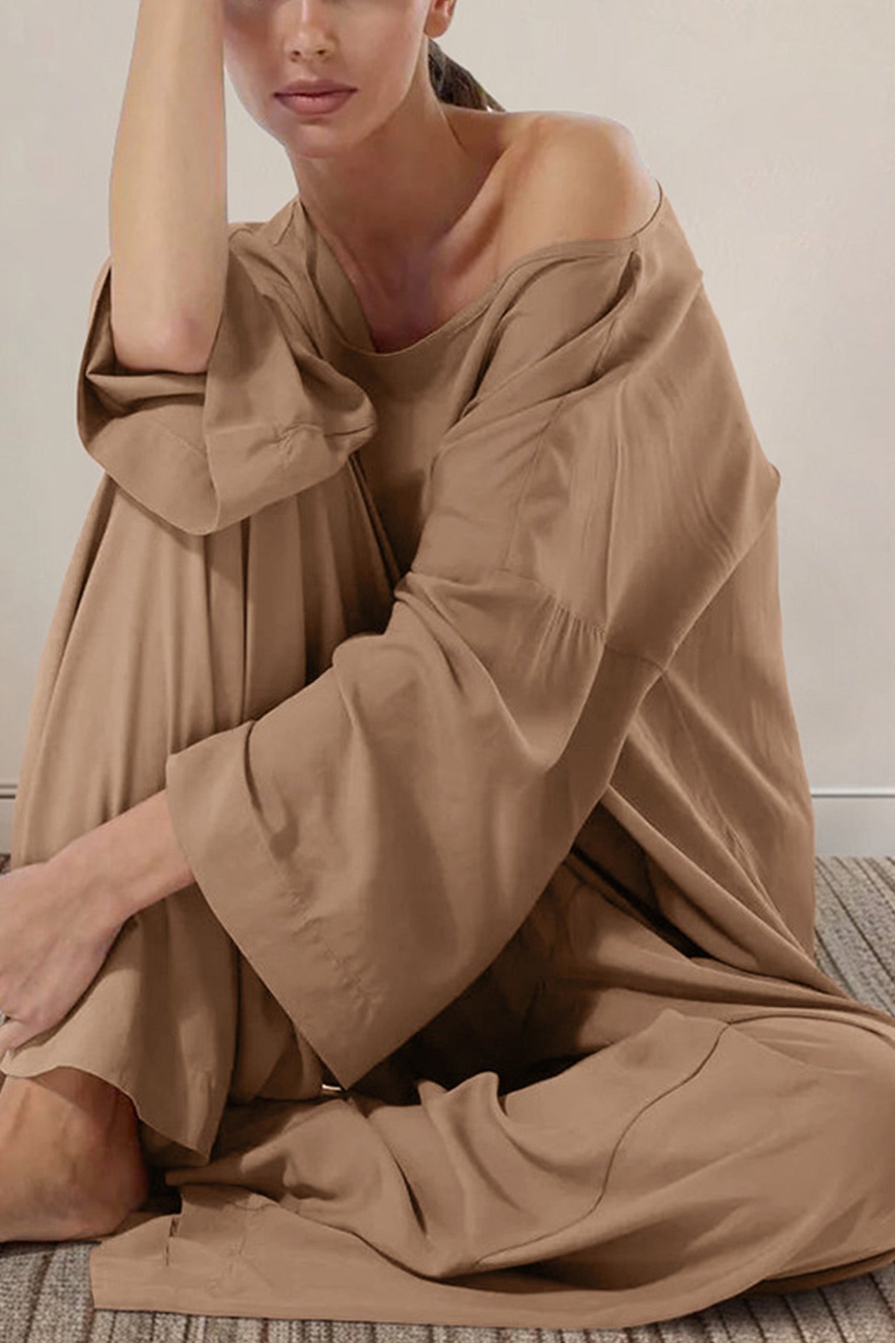 Solid Long Sleeve Oversized Loungewear