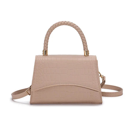 Solid PU Leather Designer Casual Crossbody Top Handle Handbag