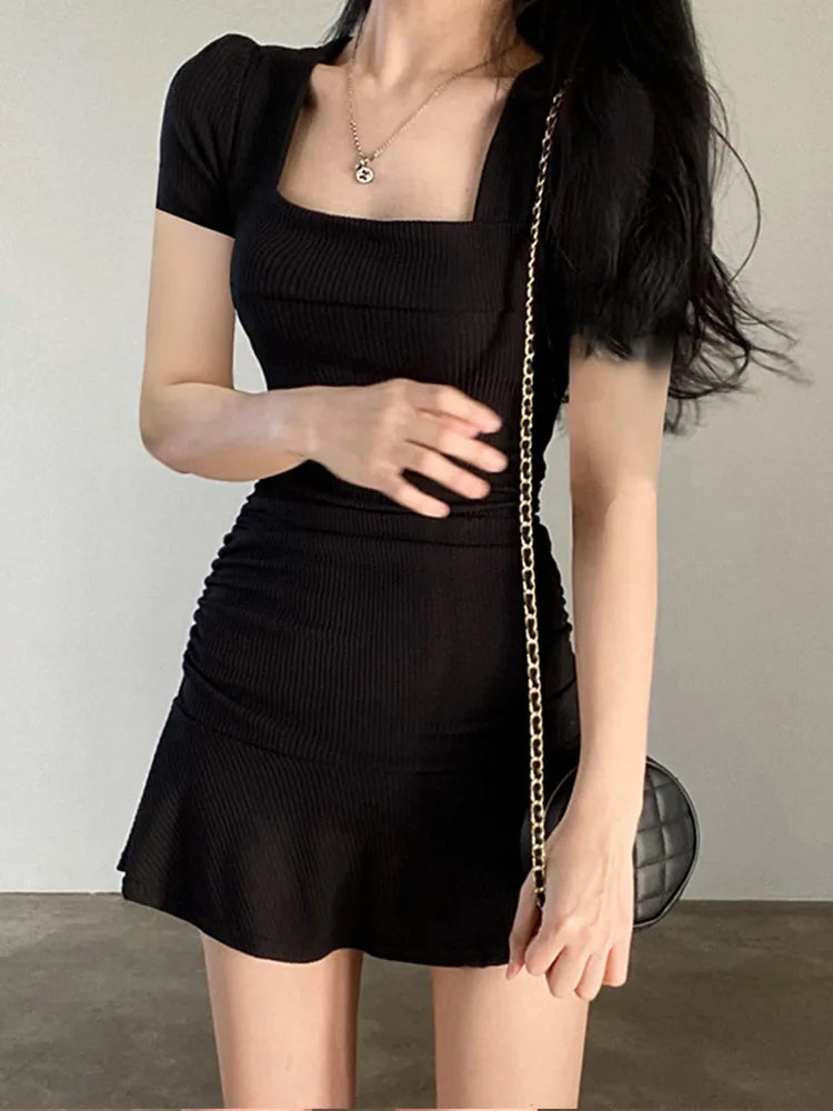 Patchwork Ribbed Mini Dress
