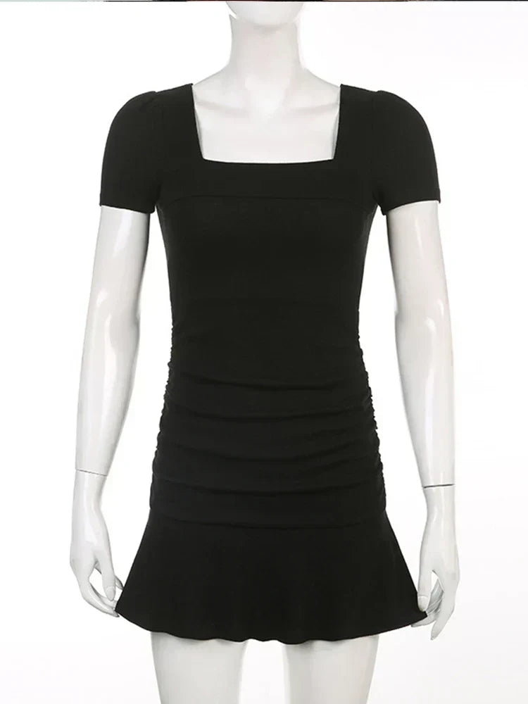Patchwork Ribbed Mini Dress