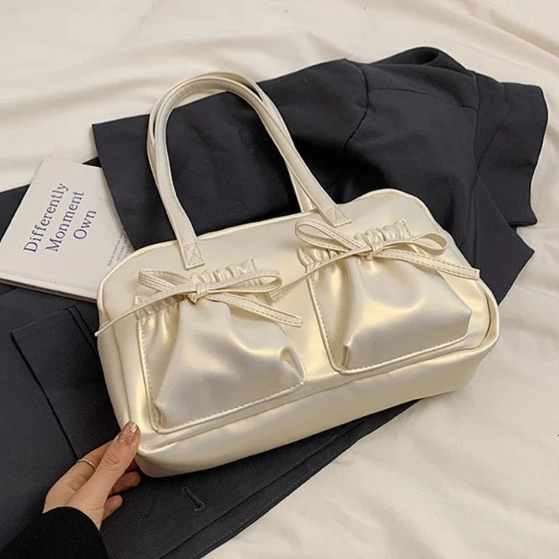 Glossy PU Sewing Thread Shoulder Bag