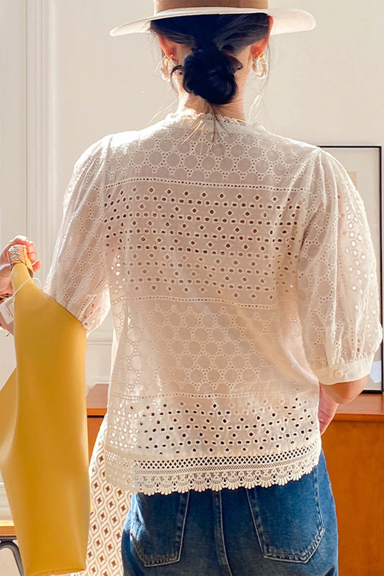 Lace Crochet Button-Up Cotton Shirts
