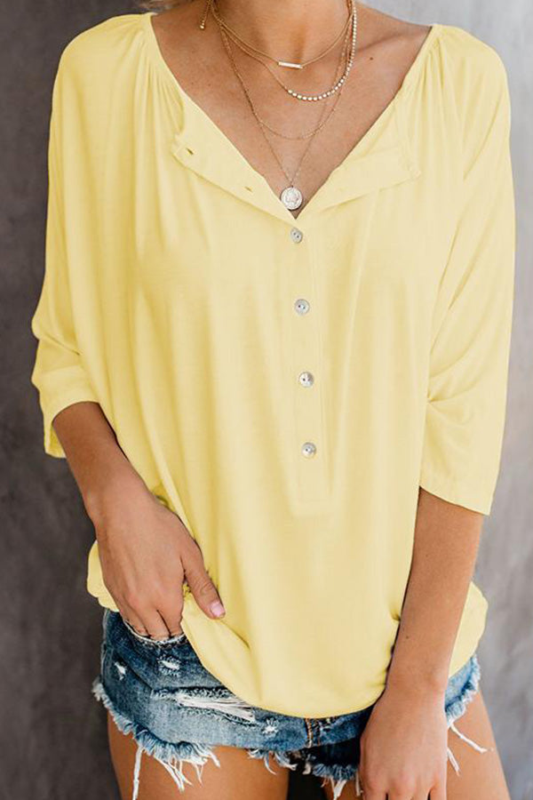 Plain Button Up Casual Blouse - Mislish