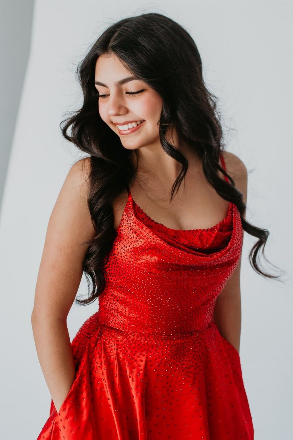 Sparkly Red A-Line Spaghetti Straps Short Beaded Homecoming Dress - Fashionpara