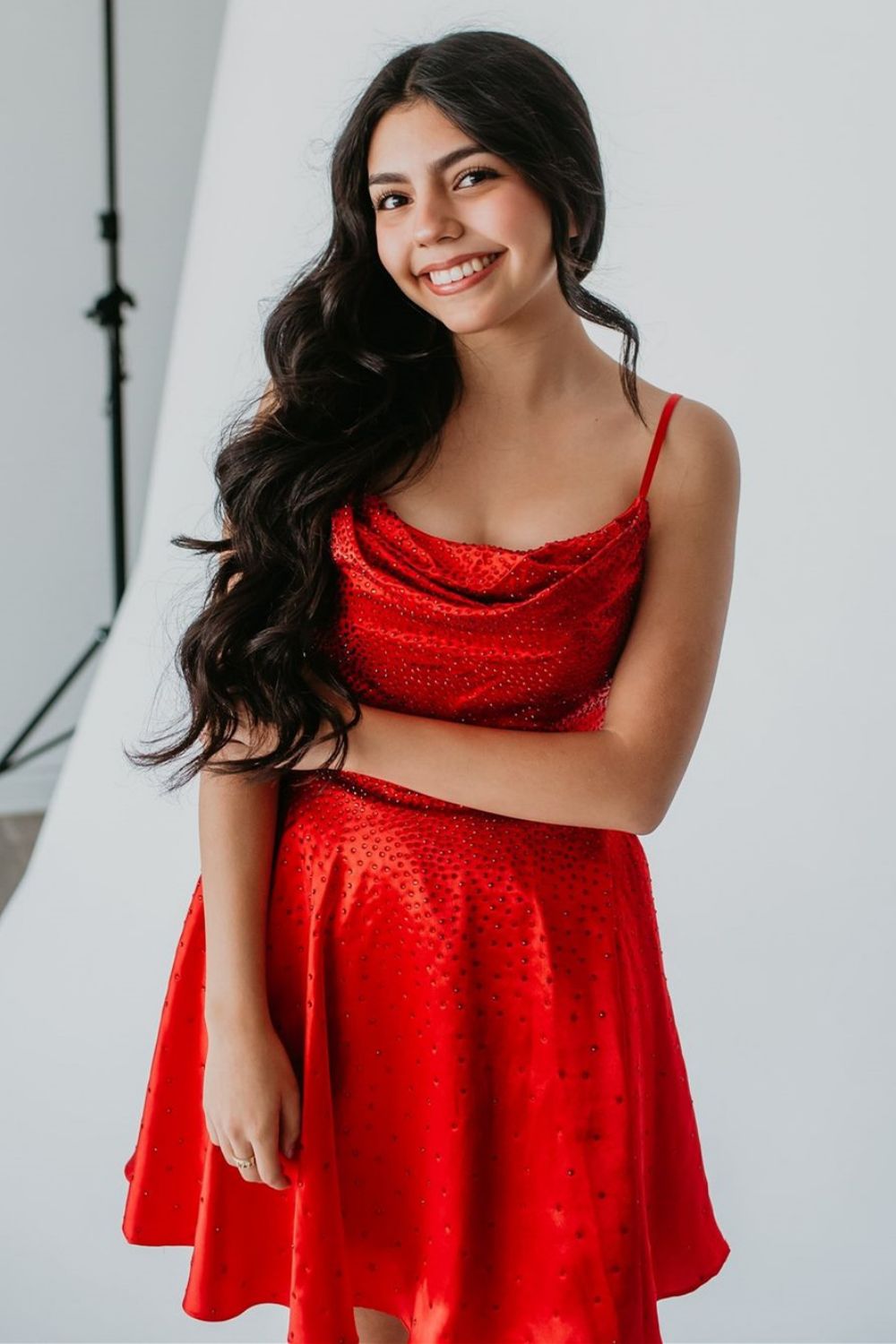 Sparkly Red A-Line Spaghetti Straps Short Beaded Homecoming Dress - Fashionpara