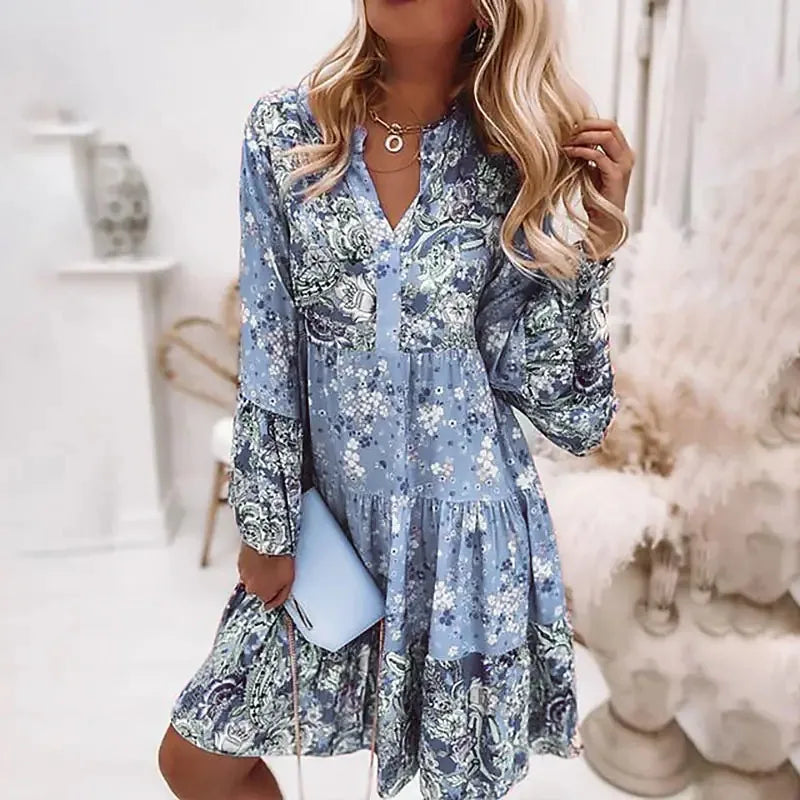 Spring Casual Floral Mid Length Dress