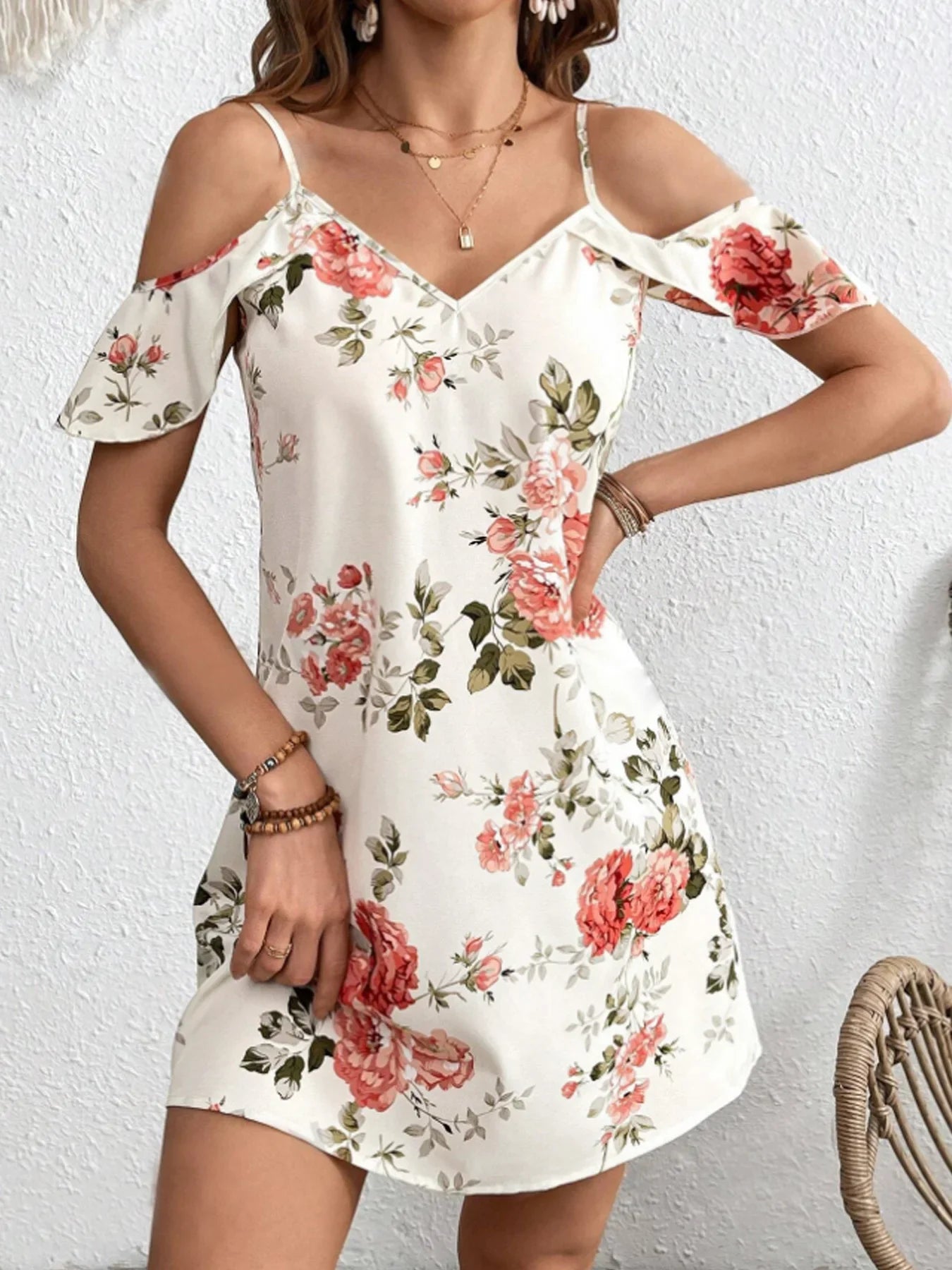 Sexy Strapless Printed Summer Floral Dress