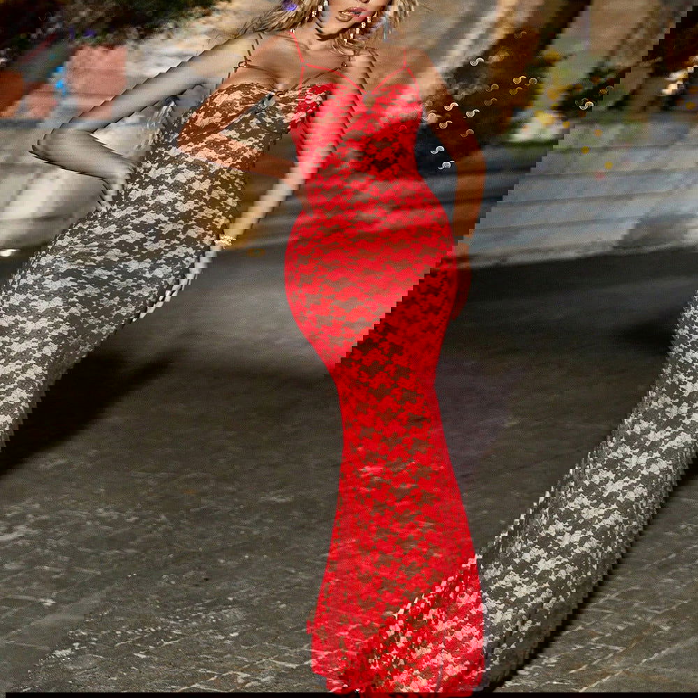 Sweet Spicy Dress Slim Fishtail Strap Dress Evening Dress - Fashionpara