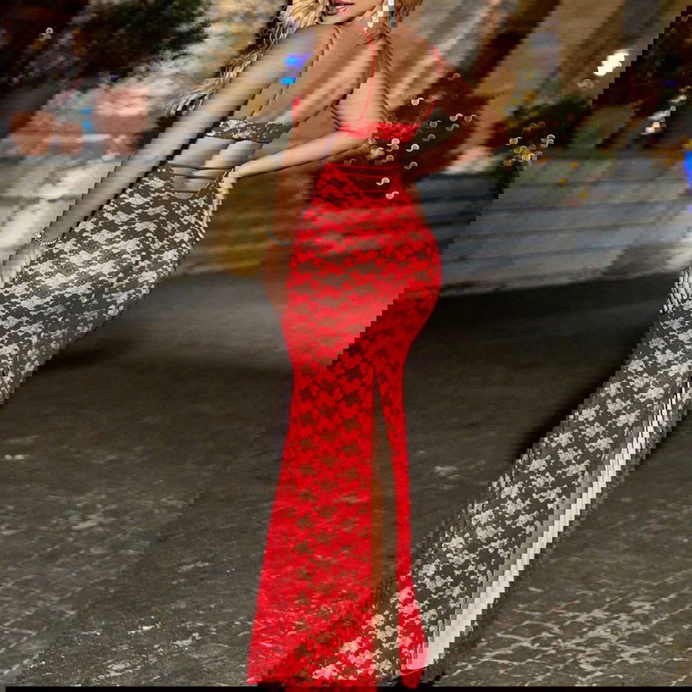 Sweet Spicy Dress Slim Fishtail Strap Dress Evening Dress - Fashionpara