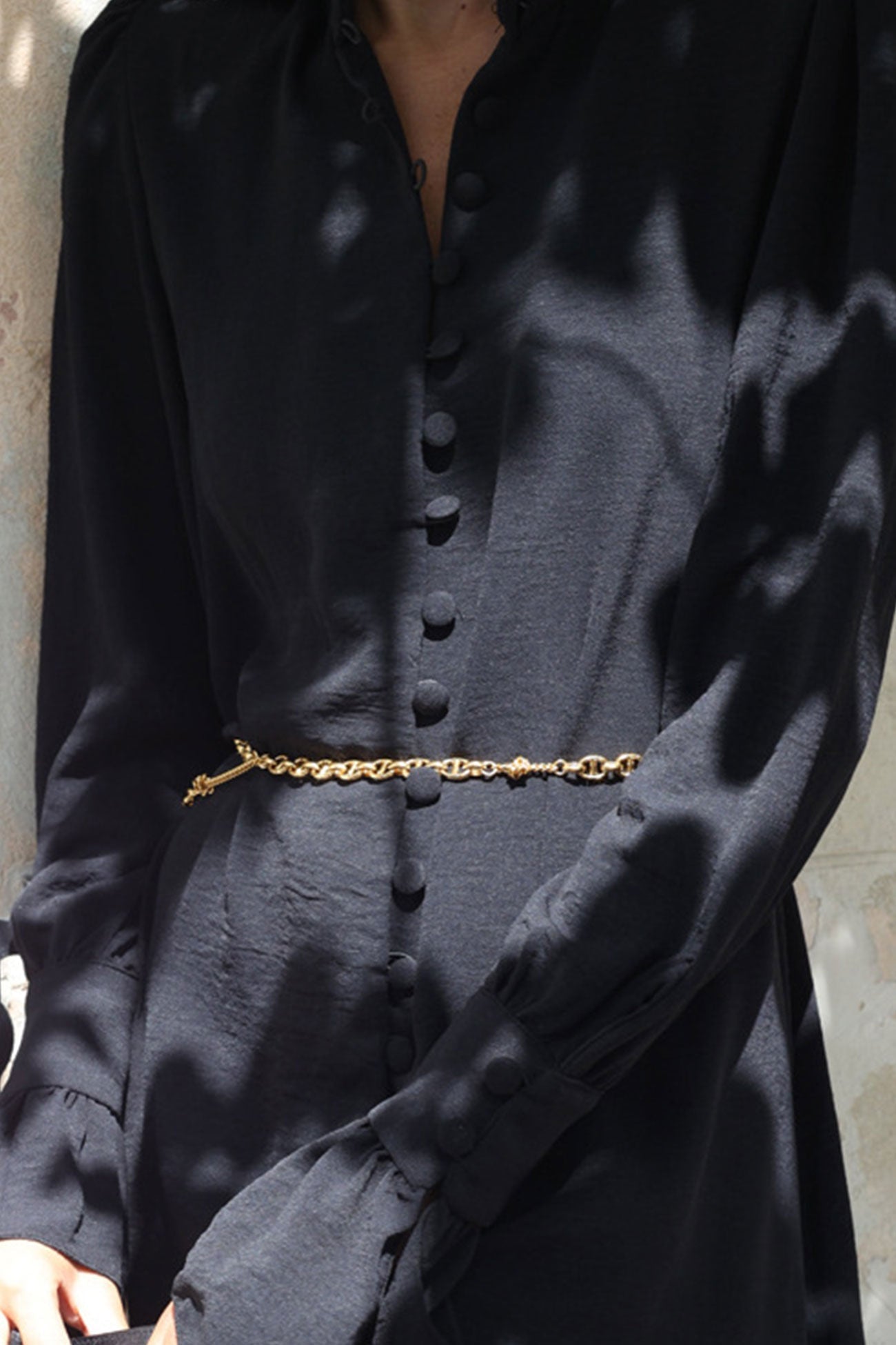 Stand Neck Single-breasted Shirt Dress