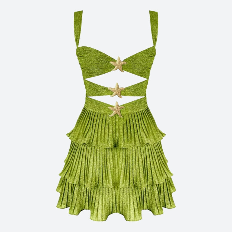 Glitter Starfish Sweetheart Cutout Tiered Mini Dress 6