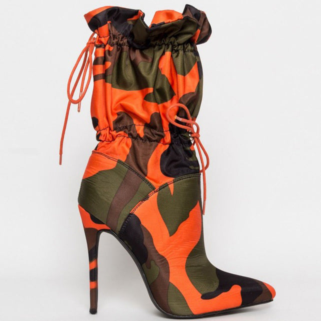 High Heel Pointed Toe Boots With Zipper Shoes - Mislish